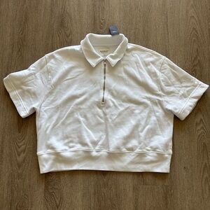 Abercrombie & Fitch White Short-Sleeve Zip Polo Size XL NWT